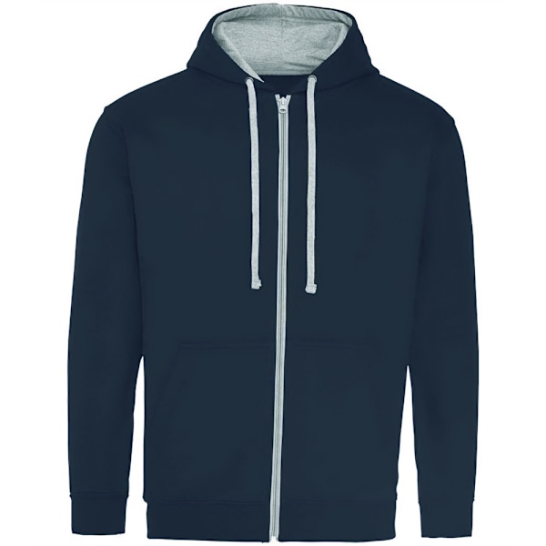 Awdis Mens Varsity Heather Full Zip Hoodie XL Ny Fransk Marinblå/H New French Navy/Heather Grey XL