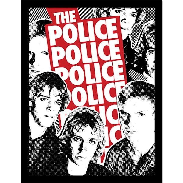 The Police Repeat Print Inramad Poster 40cm x 30cm Svart/Vit/R Black/White/Red 40cm x 30cm