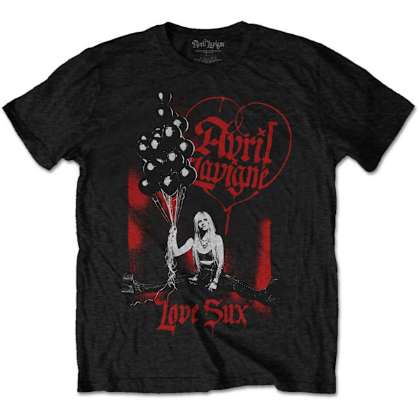 Avril Lavigne Unisex Adult Love Sux Balloons Bomull T-shirt L B Black L