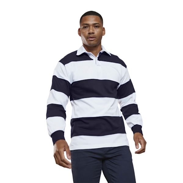 Front Row Herr Stripe Sydd Rugby Polotröja XL Vit/Marinblå White/Navy XL