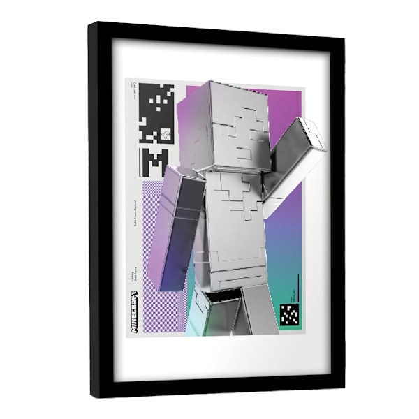Minecraft Block Wave Inramad Poster 40cm x 30cm Flerfärgad Multicoloured 40cm x 30cm