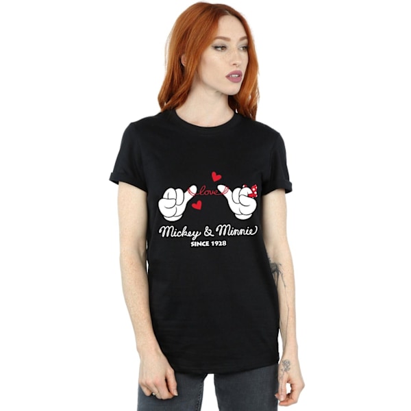 Disney Dam/Kvinnor Mickey Mouse Love Hands Bomull Boyfriend T Black 3XL