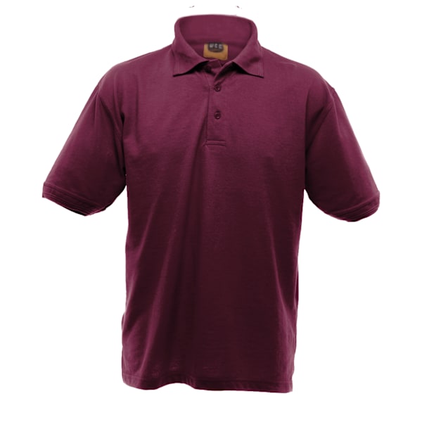 UCC 50/50 Herr tungvikts enfärgad pikétröja med korta ärmar Burgundy 3XL
