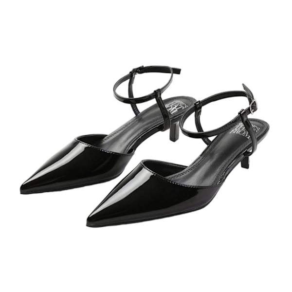 Where's That From Dam/Damer Malta Lackläder Spetsiga Kitten Heel Sandaler 3 UK Svart Black 3 UK