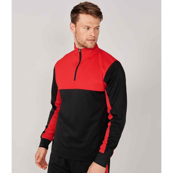 Finden & Hales Unisex Vuxen Quarter Zip Fleece Topp XL Svart/Röd Black/Red XL