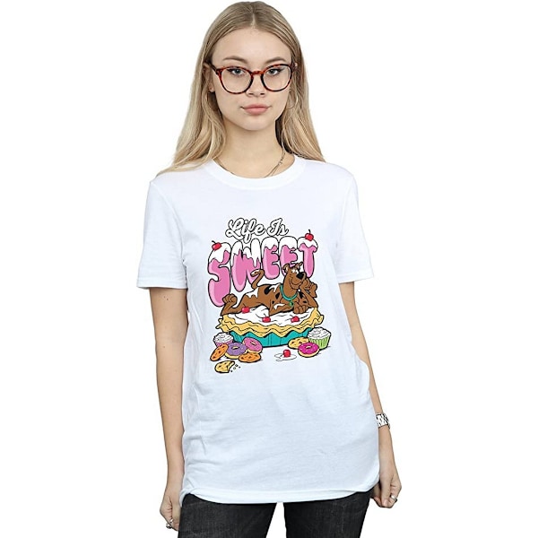 Scooby Doo Dam/Damer Livet Är Sött Bomull Pojkvän T-shirt White XL