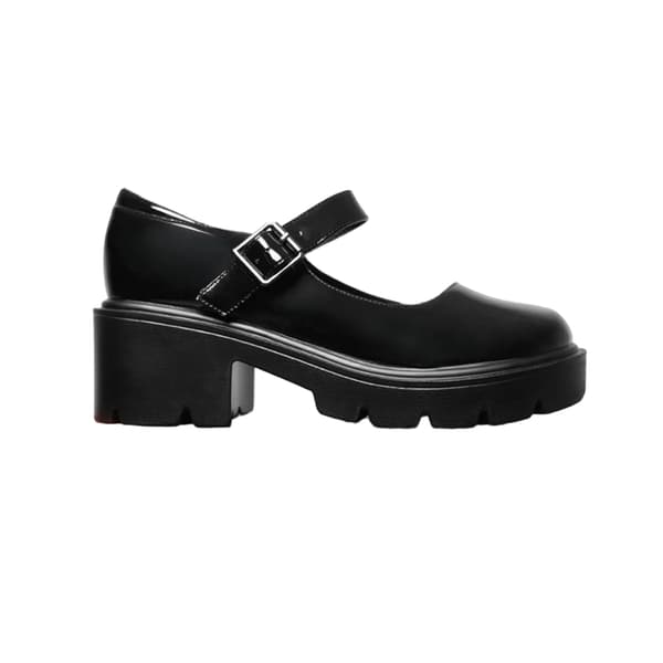 Where's That From Dam/Damer Rylee Retro Platform Block Heel Black 6 UK