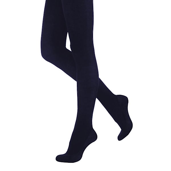 Silkeslena dam/dam 300 Denier utseende fleece tights (1 par Navy Large (42”-48”)