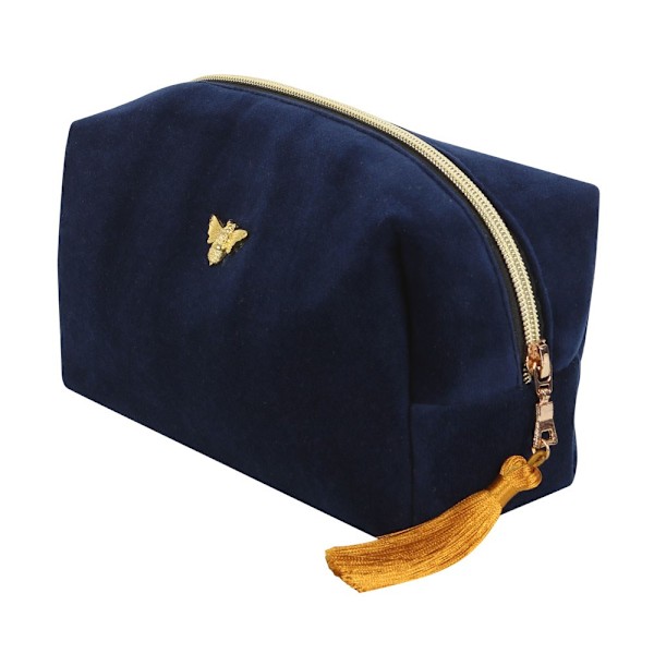 Något annorlunda Bee-utiful sammets kosmetisk väska One Size Blu Blue/Gold One Size