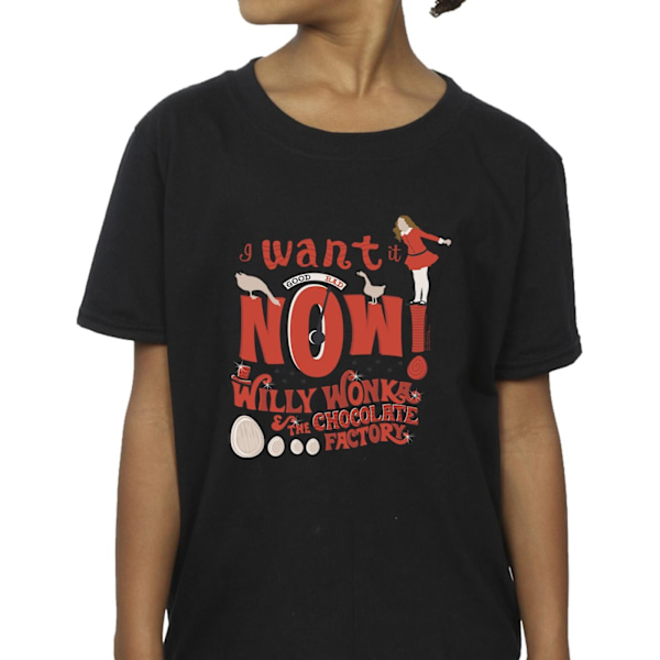 Willy Wonka Flickor Verruca Salt I Want It Now Bomull T-shirt 3-4 Black 3-4 Years