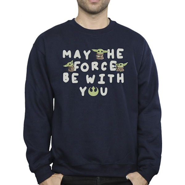 Star Wars Herr The Mandalorian Grogu May The Force Be With You Navy Blue M