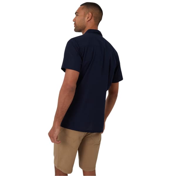 Threadbare Herrbroderad kortärmad skjorta L Marinblå Navy L