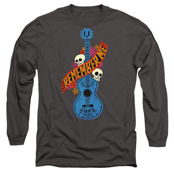 Coco Unisex Vuxen Remember Me Gitarr Med Döskallar T-Shirt XXL Ch Charcoal XXL