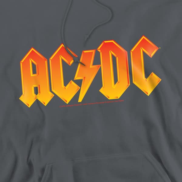 AC/DC Herr Logotyp Hoodie S Kolgrå Charcoal S