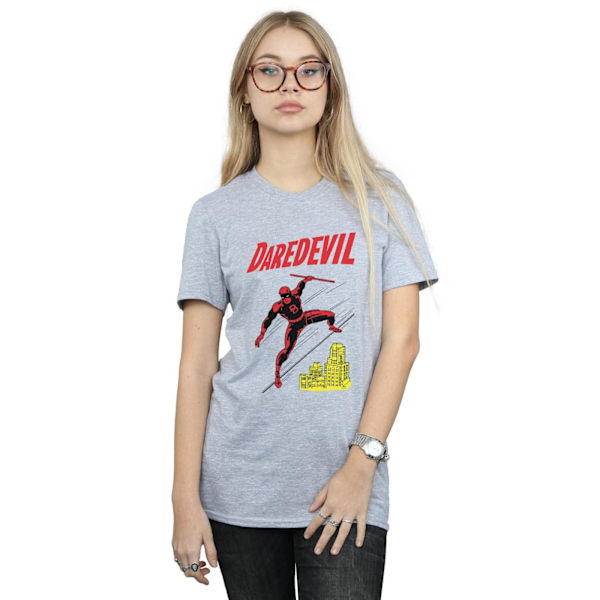 Marvel Dam Daredevil Rooftop Bomull Boyfriend T-shirt för kvinnor Sports Grey XXL