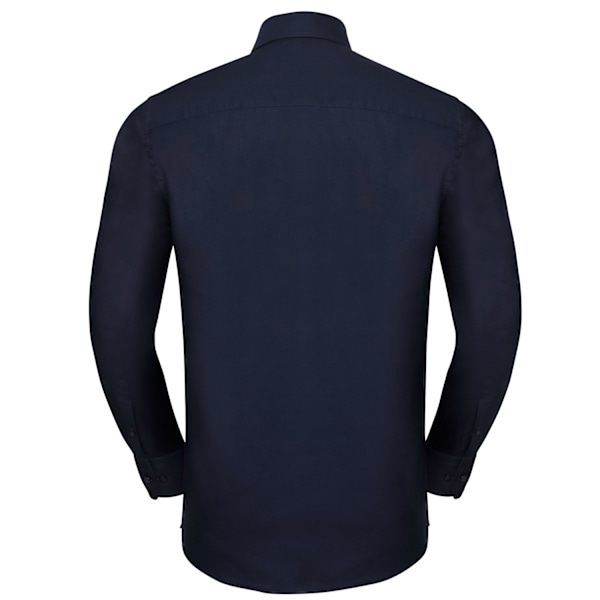 Russell Collection Herr Oxford Lättvårdad Skräddarsydd Långärmad Bright Navy 15.5in