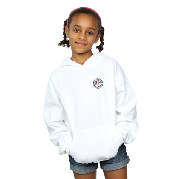 Star Wars Girls Death Star Brösttryck Hoodie 7-8 År Vit White 7-8 Years