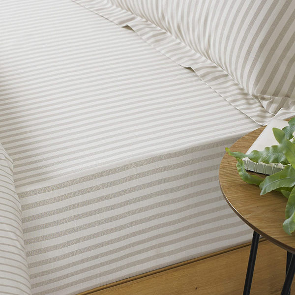 The Linen Yard Hebden Fitted Sheet Double Natural Natural Double