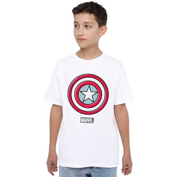 Captain America Barn/Kids Ziptone Sköld T-shirt 7-8 År White 7-8 Years