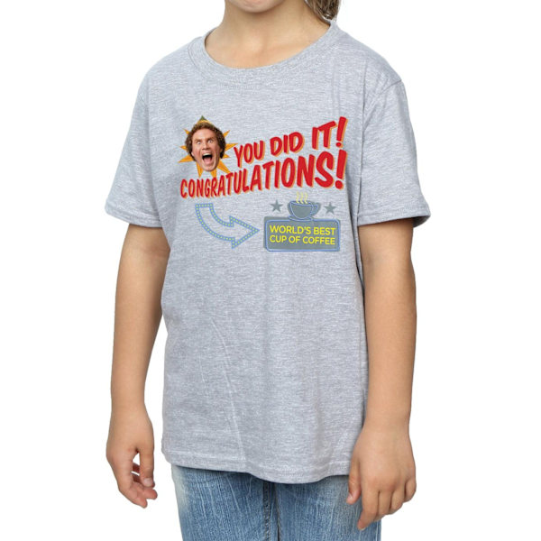 Elf Girls World´s Best Coffee Bomull T-shirt 12-13 År Sport Sports Grey 12-13 Years