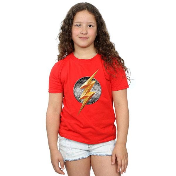 DC Comics Girls Justice League Movie Flash Emblem Bomull T-Shir Red 5-6 Years