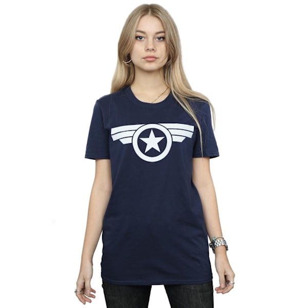 Marvel Dam/Damer Captain America Super Soldier Bomull Boyfriend T-Shirt 3XL Marinblå Navy Blue 3XL