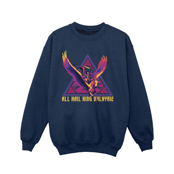 Marvel Girls Thor Love And Thunder All Hail Valkyrie Sweatshirt Navy Blue 3-4 Years