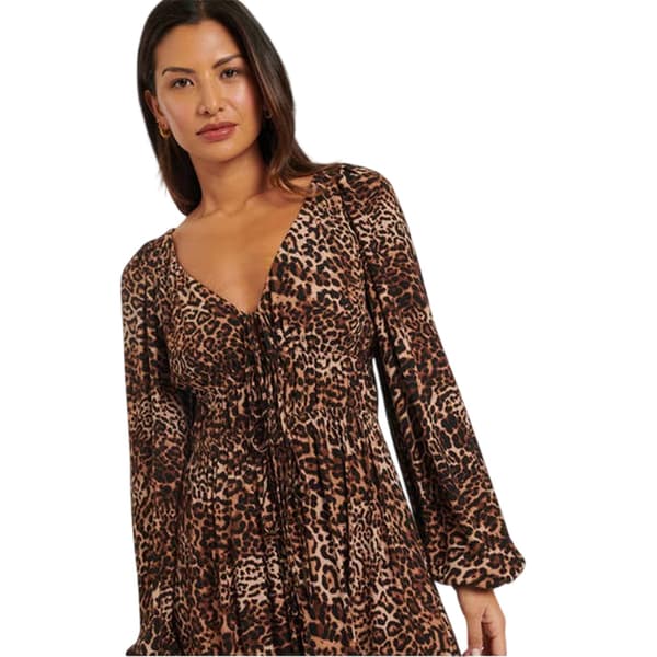 Nobody´s Child Dam Samntha Leopardmönstrad V-ringad Midiklänning Multicoloured 6 UK