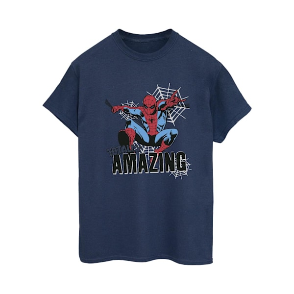 Marvel Womens/Ladies Spider-Man Amazing Cotton Boyfriend T-Shir Navy Blue L