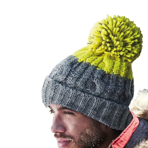 Beechfield Apres Beanie, One Size, Ljusgrå/Citron Light Grey/Citron One Size