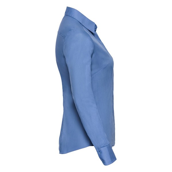 Russell Collection Dam/Damer Poplin Fitted Långärmad Formell Skjorta Corporate Blue 20 UK