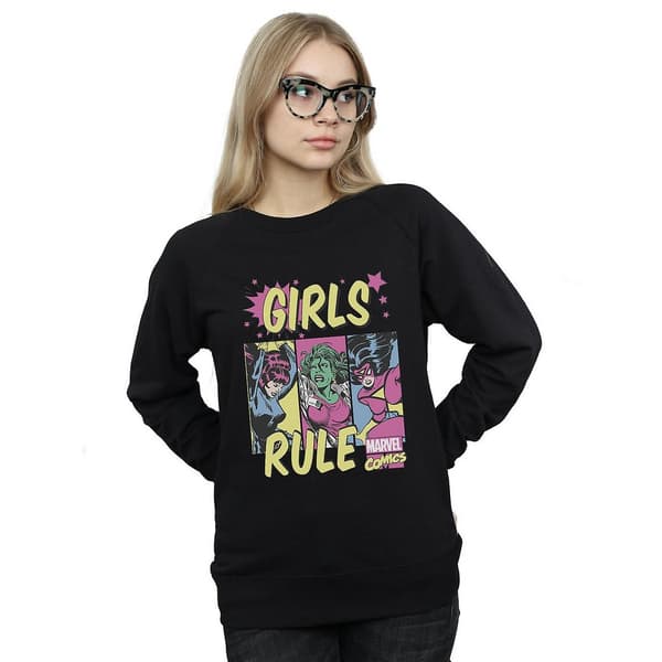 Marvel Comics Dam/Damer Tjejer Rule Sweatshirt M Svart Black M