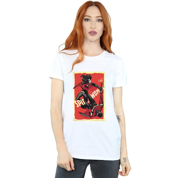 Marvel Womens/Ladies Spider-Woman Fight Cotton Boyfriend T-Shir White XXL