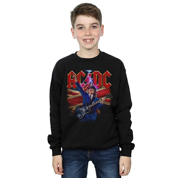 AC/DC Boys Angus Union Flag Lightning Sweatshirt 7-8 år Svart Black 7-8 Years