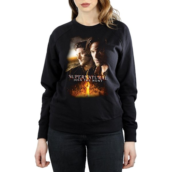 Supernatural Dam/Damer Flaming Poster Sweatshirt XXL Svart Black XXL