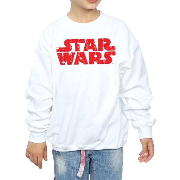 Star Wars Flickor Jul Logotyp Tröja 7-8 År Vit White 7-8 Years