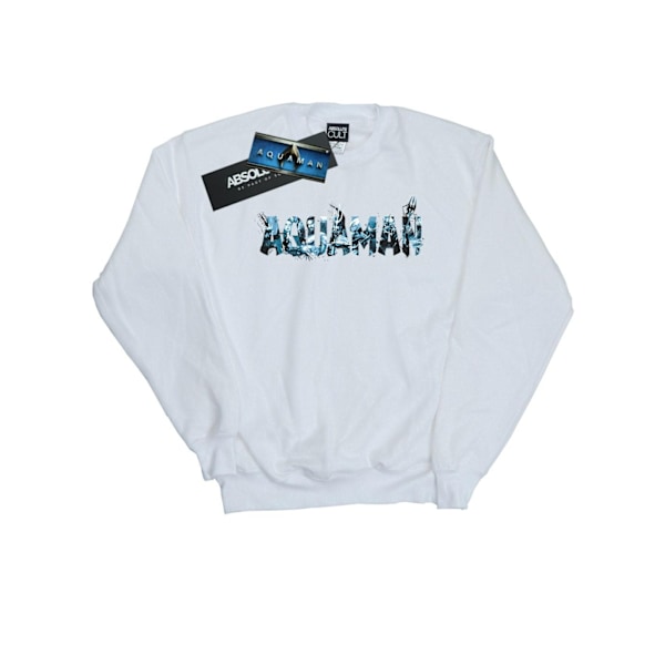 DC Comics Dam/Kvinnor Aquaman Text Logo Sweatshirt M Vit White M