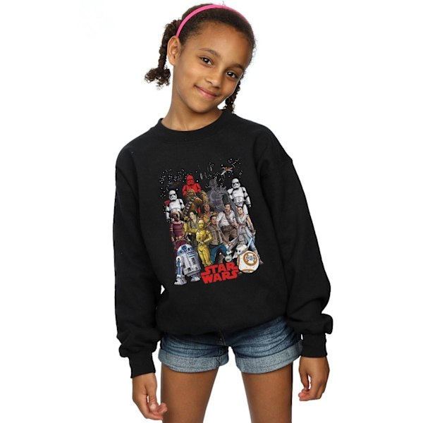 Star Wars Girls The Rise Of Skywalker Karaktär Collage Sweatshirt Black 3-4 Years