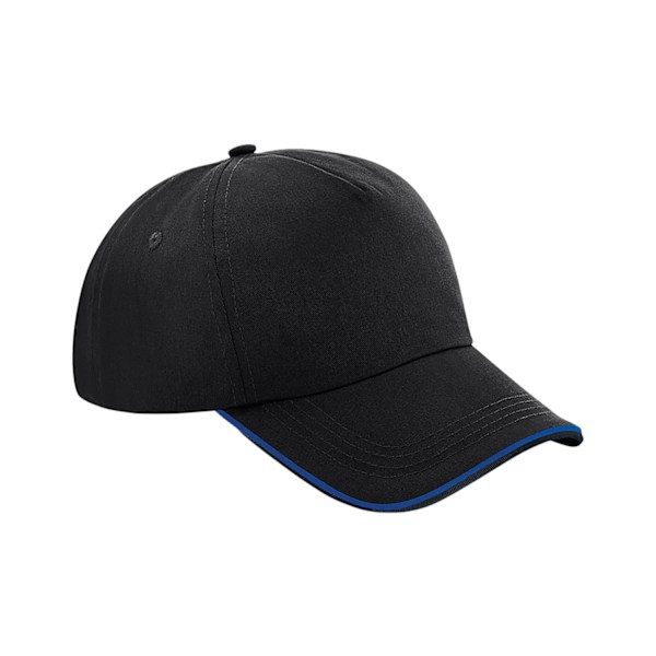 Beechfield Authentic Piped 5 Panel Cap One Size Svart/Bright Ro Black/Bright Royal One Size