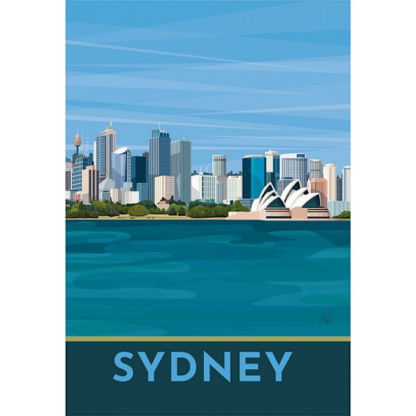 Georgina Westley Sydney Print 50cm x 40cm Blå Blue 50cm x 40cm