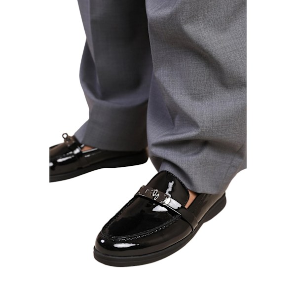 Var kommer det ifrån Dam/Dam Monaco Lackläder Metalldetalj Loafers 7 UK Svart Black 7 UK