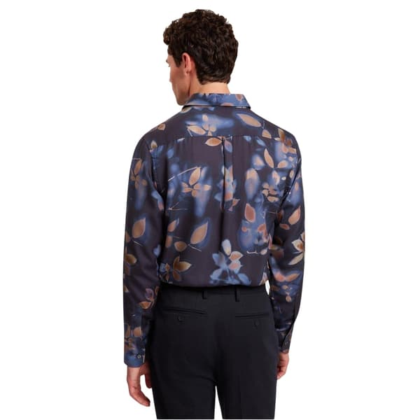 Ted Baker Herrskjorta med bladmönster, normal passform, M Marinblå Navy M