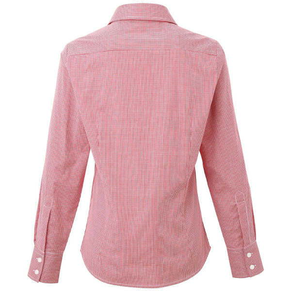Premier Womens/Ladies Microcheck Long Sleeve Shirt XL Röd/Vit Red/White XL