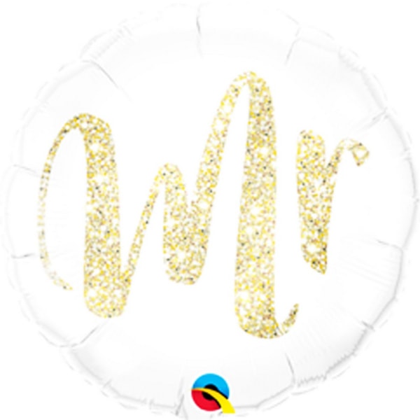 Qualatex 18in Mr. Glitter Folieballong One Size Vit/Guld White/Gold One Size