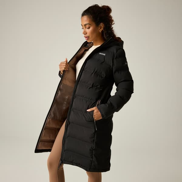 Regatta Dam Altoro Lång Vadderad Jacka 8 UK Svart/ Black/Mocha 8 UK