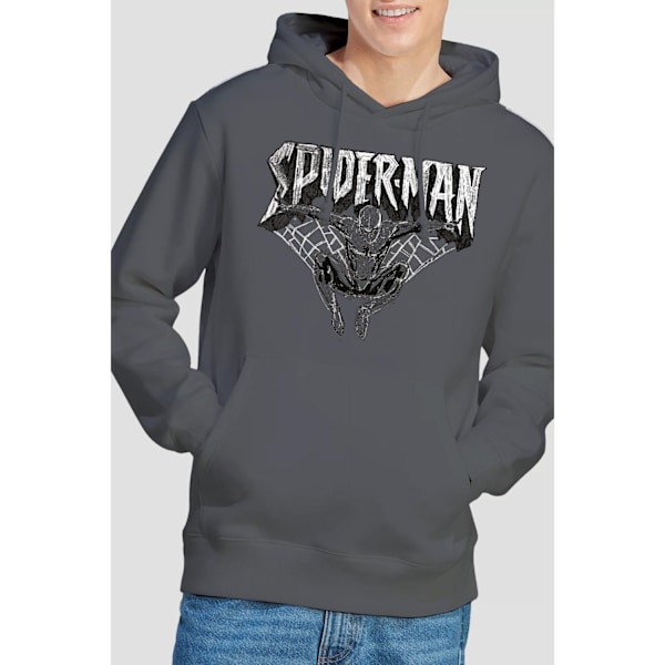 Marvel Spider-Man Sketch Hoodie för män M Gråmelerad Charcoal M