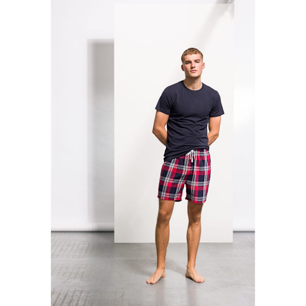 Skinni Fit Herr Tartan Lounge Shorts M Röd/Marinblå Check Red/Navy Check M