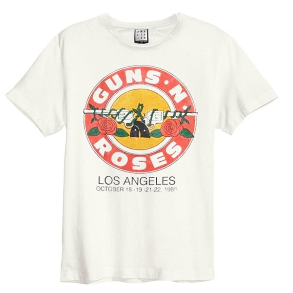 Amplified Unisex Adult Bullet Guns N Roses Vintage T-Shirt XL W White XL
