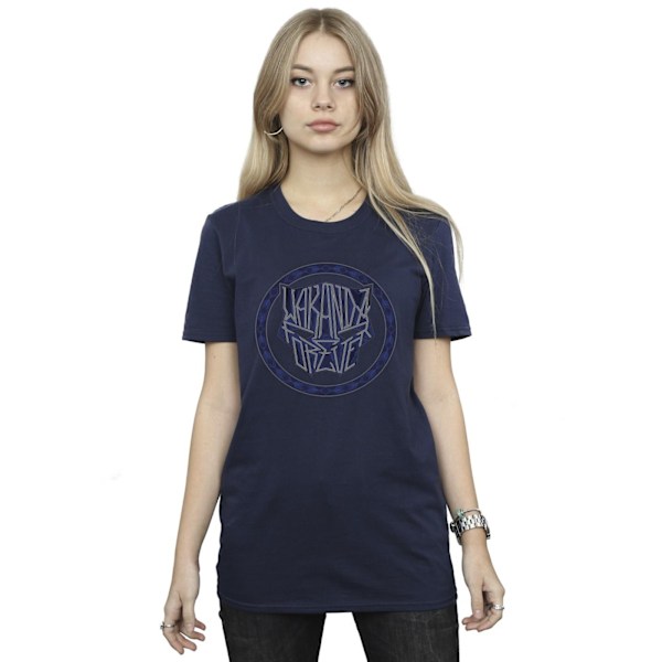 Marvel Dam/Damer Wakanda Forever Tribal Icon Bomull Boyfriend T-Shirt XXL Marinblå Navy Blue XXL