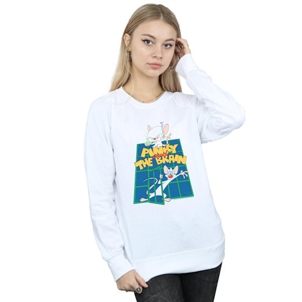 Animaniacs Dam/Damer Rosa Och Hjärnan Laboratorie Sweatshirt White L